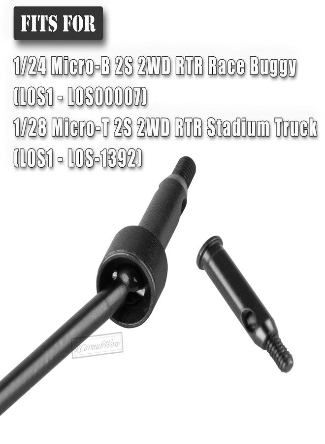 RCarmubWow RC Axle Driveshafts w/Wheel Hex Hub Upgrades Part for L0S1 1/24 Micro-B 2S 2WD,1/28 Micro-T 2S 2WD,Steel #45 CVD Drive Shafts & Aluminium Alloy Wheel Hex,Black w/Black - Image 2